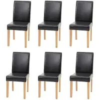 Generique Lot de 6 chaises de séjour Littau simili-cuir, noir, pieds clairs