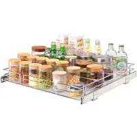Vevor Rangement sous Évier 537x533x85 mm 1 Étage Panier Coulissant pour Placard en Acier Chromé Tiroir Coulissant Cuisine avec Tablette 13 kg