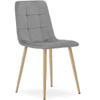 Leobert Chaise - - Kara - Velours Gris Clair/Pieds Chêne - 45 X 50,5 X 87 Cm