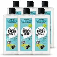 Marcels Green Soap 6 x Shampoo et après-shampooing 2-en-1 Marcel's Green Soap - Mimosa et cassis - 300 ml - Pack avantage - 6 pièces