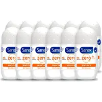 Sanex 12 déodorants roll-on Zero% Sensitive, sans alcool et sans parabènes, 50 ml. Pack économique de 12 pièces