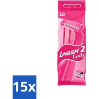 Benson - Laser Twin Women - Rasoirs jetables - Pour femmes - 10 lames - Pack avantage - 15 pièces