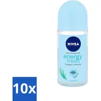 Nivea - Energy Fresh - Déodorant à bille pour femme - efficacité longue durée 48h - 50 ml - pack avantage - 10 pièces