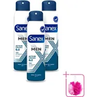 Sanex 3 déodorants spray Men, action 72 heures, contrôle actif – 200 ml – Lot de 3