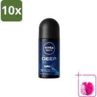 Nivea 10 déodorants roll-on MEN Deep Beat - 50 ml - Lot de 10