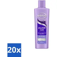 Unilever 20 flacons de shampooing Andrélon Zilver Care - 250 ml - Pack économique - 20 pièces
