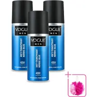 Vogue 3 vaporisateurs déodorants anti-transpirants Men Nordic Blue, 150 ml - Pack économique - 3 pièces