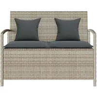 vidaXL Banc de jardin avec espace de rangement et coussins gris clair Poly rotin