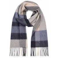 Profuomo Écharpe Laine d’agneau Carreaux Bleu Beige