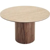 Ebuy24 Minamata Ø120cm, plateau de table en céramique travertin,Reproduction noyer.
