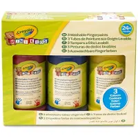 Crayola - Mini Kids, 3 tempéras au doigt lavables, bouteilles de 236 ml, couleurs de base : bleu, jaune, (236 ml)