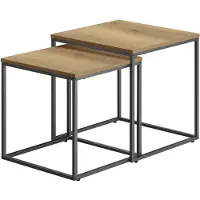TEXTILOMANIE Table Basse - - Chêne/Pieds Noirs - 50 X 50 X 50,5 Cm - Lot De 2