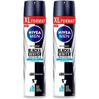 Nivea 2 x Déodorant MEN Invisible Black & White Active, format spray, 250 ml - Pack avantage - 2 pièces
