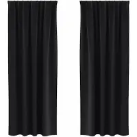 vidaXL Rideaux occultants avec anneaux 2 pcs Noir 225 x 140 cm