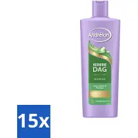 Unilever 15 flacons de shampooing Andrélon, à utiliser quotidiennement, enrichi à l'huile de tournesol, 400 ml - Pack avantage - 15 pièces