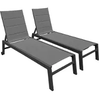 Happy Garden Lot De 2 Bains De Soleil Barbados En Textilène Gris - Aluminium Gris Anthracite