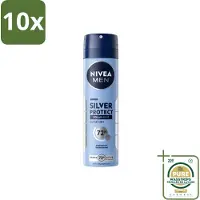 Nivea 10 x Déodorant spray MEN Silver Protect Polar Blue, 150 ml - Pack de 10