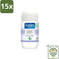 Sanex 15 déodorants roll-on Natur Protect – Pureté et fraîcheur au bambou – 50 ml – Pack économique – 15 pièces
