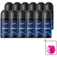 Nivea 12 déodorants roll-on MEN Deep Beat - 50 ml - Lot de 12