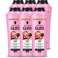 GLISS 6 flacons de shampooing -Kur Liquid Silk pour des cheveux soyeux - 400 ml - Pack économique - 6 pièces