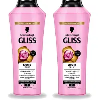 GLISS 2 flacons de shampooing -Kur Liquid Silk pour des cheveux soyeux - 400 ml chacun - Pack avantageux - 2 pièces