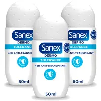 Sanex 3 déodorants roll-on Dermo Tolerance, 50 ml chacun - Pack avantageux - 3 pièces