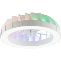 Brilliant Plafonnier Fanora G81080/05, 46 cm, avec ventilateur, en plastique blanc, LED intégrées