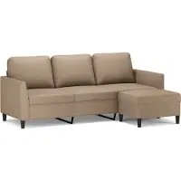 vidaXL Canapé 3 places avec pouf cappuccino brun 180 cm similicuir