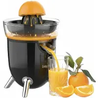 GADGY Presse-agrumes électrique - Presse-oranges et presse-citrons avec bec verseur - Presse-agrumes avec 2 cônes de pressage - Système anti-gouttes - Antidérapant - 100 W - Noir - Lavable au