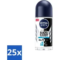 Nivea 25 déodorants bille MEN, gamme Black & White, formule Invisible Fresh, 50 ml - Pack avantage - 25 pièces