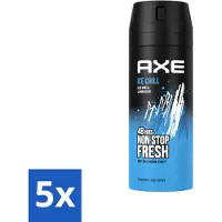Axe Ax – Déodorant spray pour le corps – 48 heures de fraîcheur – Ice Chill – Menthe glacée & citron – 150 ml - Pack économique - 5 pièces