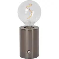 Lucide VIVO - Lampe de table rechargeable - Batterie intégrée - Ø 8 cm - LED à intensité variable. - E27 - 1x1W 2700K - Finition : gris anthracite satiné