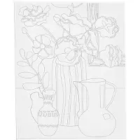 Creativ Company Toile de peintre avec impression Grandes fleurs - 24x30cm