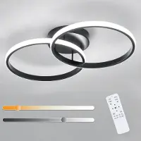 COMELY Lampe de plafond LED Toolight, variateur intégré, 38W, 4275 lumens, 3000-6500K, noire, diamètre 54 cm, forme ronde – Noir anthracite