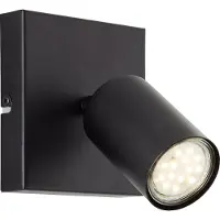 Brilliant , applique murale noire JELLO | Spot de plafond avec source lumineuse LED interchangeable | 1 x 4,5W, 345 lumens, 3000 Kelvin | Métal