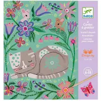 Djeco Jeu créatif à gratter « Rencontres dans le jardin »,