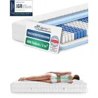 AM Qualitätsmatratzen | Matelas ergonomique 7 zones à ressorts ensachés | 120x180 cm | H3 | 120/180 | Matelas à ressorts | Degré de fermeté H3 | 7 zones | 20 cm d'épaisseur