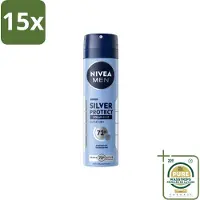 Nivea 15 sprays déodorants MEN Silver Protect Polar Blue, 150 ml - Pack économique - 15 pièces