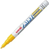 Uni-Ball Uniball - Uni Paint PX21/J - Marqueur peinture à huile - Pointe fine ogive - Encre à pigmentation Jaune - Lot de 12