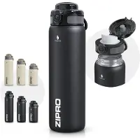 Zipro Bouteille Isotherme - - 1000ml - Acier Inoxydable - Étanche - Double Paroi - Noir