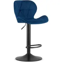 Leobert Tabouret De Bar - - West - Velours Bleu Marine/Base Noire - 46 X 48,5 X 90-111 Cm