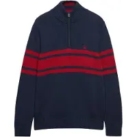 Superdry Homme Pull Rayé Demi-zip Coupe Ajustée Navy Taille: Xxl
