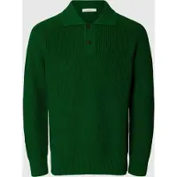 Selected Côtelé Polo En Maille Homme Vert M