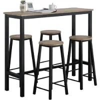 SoBuy Table de bar avec 4 tabourets - Max. 150 kg - Industriel - 120 x 40 x 100 cm - Marron / Noir
