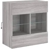 vidaXL Armoire TV murale avec lampes LED Gris Sonoma 58,5x30x60,5 cm