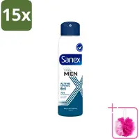 Sanex 15 sprays déodorants Men, action 72 heures, contrôle actif – 200 ml – Lot de 15 pièces