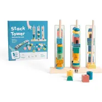 BS Toys blockset tours d'empilage 28 x 26 cm bois 55 pièces