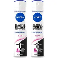 Nivea 2 x Déodorant spray Black & White Invisible Clear, 150 ml - Pack avantage - 2 pièces