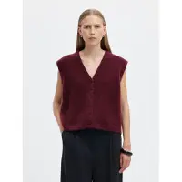 Selected Laine Mélangée Gilet Tricoté Femme Rouge M