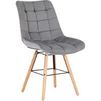 CLP Chaise de salle à manger avec pieds bois assise en velours Gris